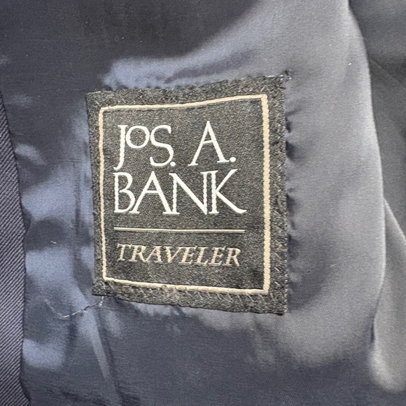 Jos A Bank Traveler Navy Wool Blazer Men's 43 Long Gold Buttons Sport Coat - Picture 7 of 13